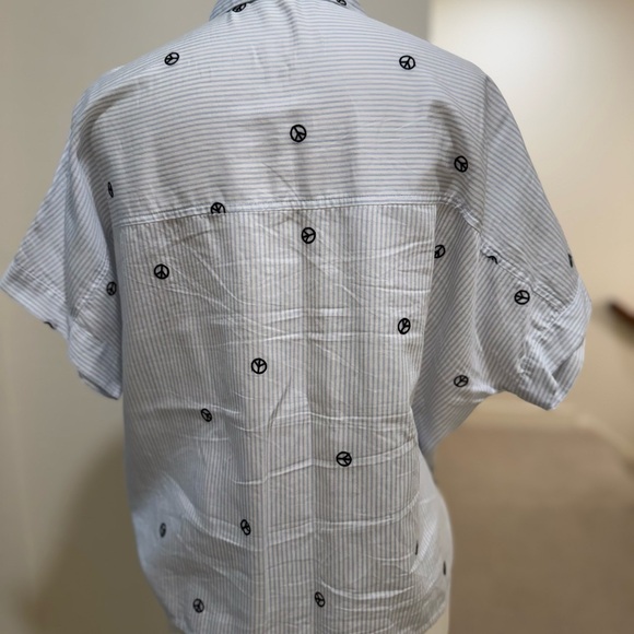 Madewell Peace Sign SS Tie Front Shirt - Picture 4 of 5